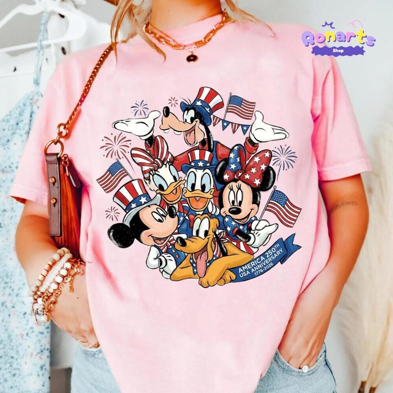 Mickey and Friends 4th July 2026 Shirt, Disneyland Independence Day Tee, Disneyland Family, Walt Disneyland World T-shirt image 3