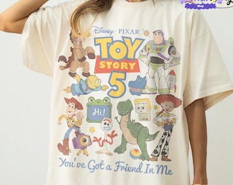 Comfort Colors Toy Story 5 Shirt, Woody Buzz Jessie Rex Tee, Vintage You've Got A Friend In Me 2026 Disneyland Pixar Fest Family Trip Gift
