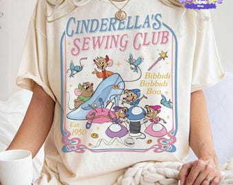 Comfort Colors Jaq & Gus Gus Shirt, Disneyland Cinderella's Sewing Club Shirt, Disneyland Cinderella Est 1950 Tee, Disneyland Princess Shirt