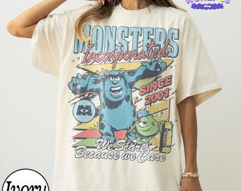 Comfort Colors Monsters Incorporated Since 2001 We Scare Because We Care Tee, Disneyland Sulley & Mike Monster Inc Tee, Monsters University