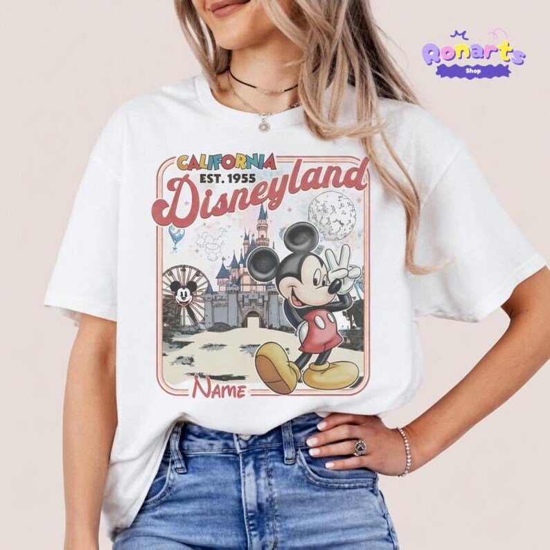 Retro All Characters Disneyland shirts, Mickey and Friends Disneyland 2026 Trip, Disneyland Family Vacation Matching Tee image 3