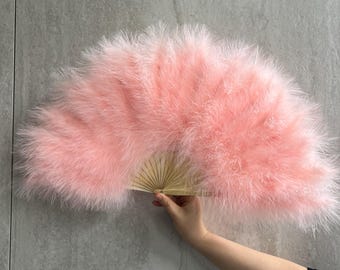 Abanico de plumas de marabú, estilo vintage de los años 20, plegable, estilo flapper, ideal para disfraces, bailes y decoración de bodas.