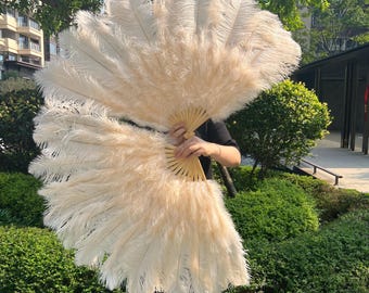 Waaier burleske veren ambachtelijke struisvogelveren -50 x 90 cm | Bruiloft/fotografie/kostuum