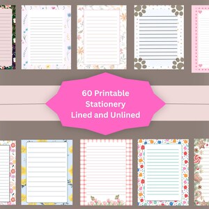 A4 sized, 70 Printable Stationaries, Lined and Unlined