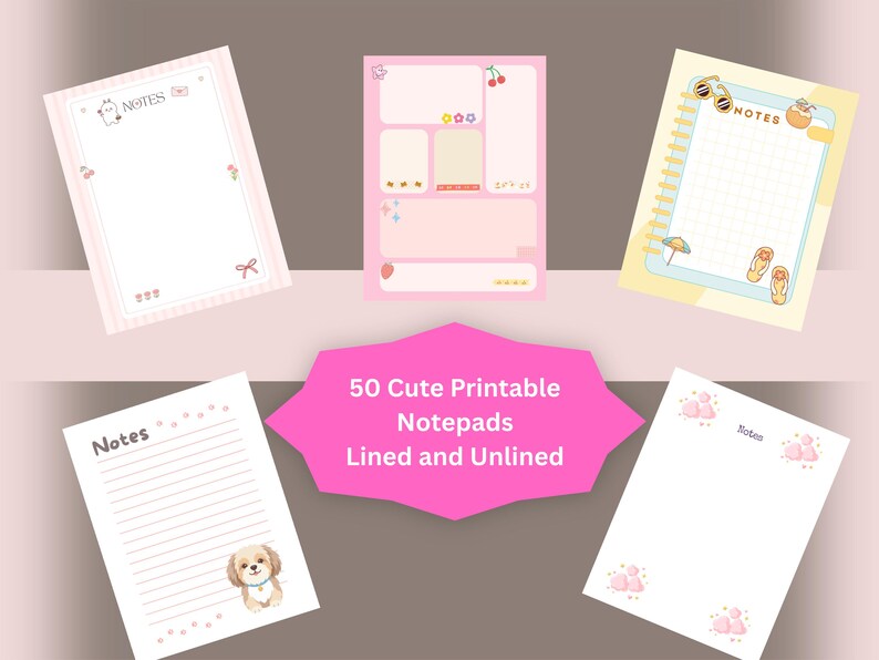 Small Notepad Colorful Printable 50 Printable Notepads - Etsy