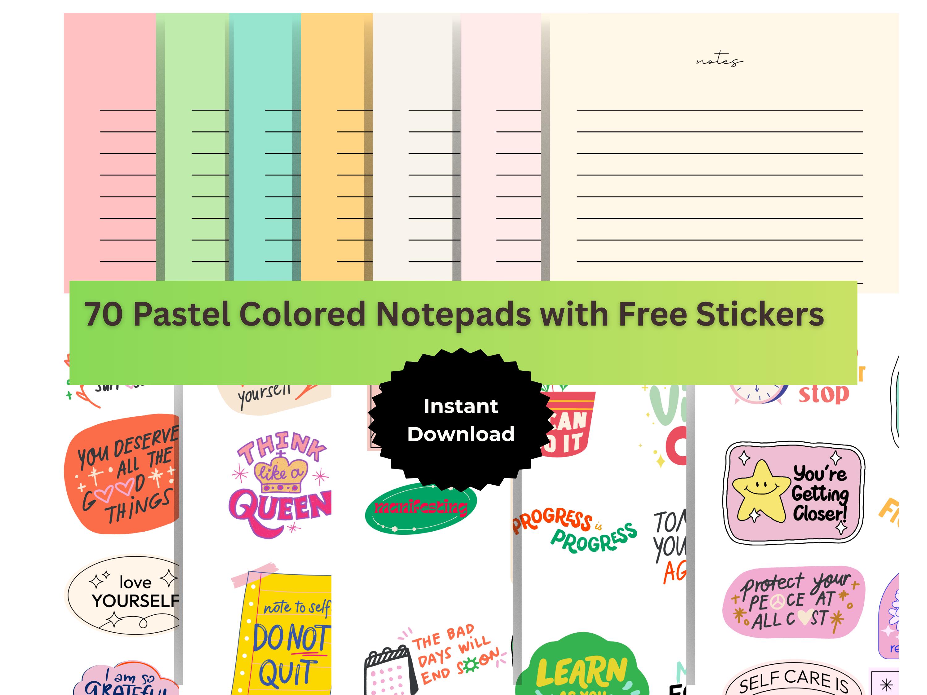 Printed Sticker Notepad Printable Notepads With Stickers|pastel Colored Notepad | A4 Writing ...