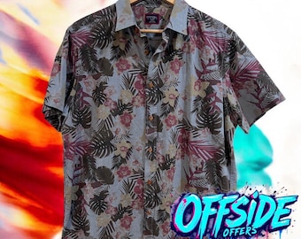 Untuckit Slim Fit X-Large Avslappnad Blommig Skjorta med Knappar 100% Bomull