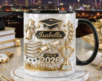Taza de graduación personalizada, promoción de 2026, taza de café con efecto 3D