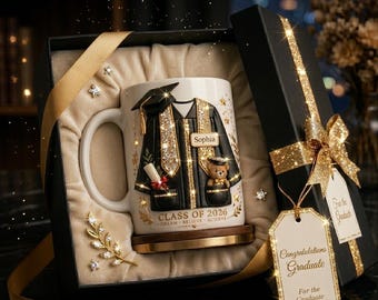 Personalized Graduation Mug 2026, Custom Name Class of 2026 Gift, Senior Graduate Coffee Mug, College Graduation Gift, Cute Teddy Mug