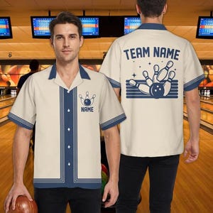 Camisa hawaiana de bolos personalizada, camisa de equipo de bolos con nombre personalizado, regalo divertido de bolos para hombres y mujeres, camisa retro de bolos con botones, Split Happens