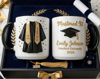 Tazza di laurea personalizzata con nome 2026, Tazza da caffè "Mastered It Grad", Regalo di laurea personalizzato per lei, Tazza Classe 2026