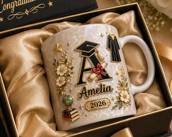 Custom Graduation Mug 2026 with Name, Class of 2026 Keepsake Gift, Personalized Coffee Mug with Gift Box, Graduation Gift for Her