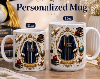 Taza de graduación personalizada, regalo con nombre personalizado para la promoción de 2026, taza de café para graduados de 325 ml y 444 ml, regalo de graduación universitaria, regalo para estudiantes de último año.
