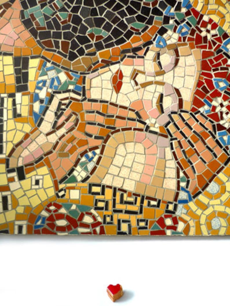 Kit MOSAICO CON STRUMENTI 'Il bacio' di G. Klimt 19 diversi colori all'interno Regalo per coppia, Regalo di nozze, regalo originale image 9