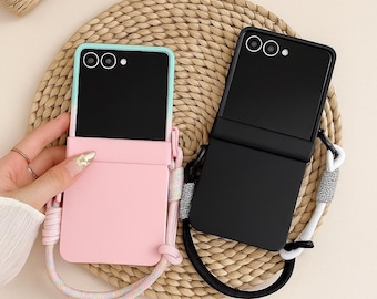 Two-Tone Matte Case with Lanyard for Galaxy Z Flip 7/6/5/4/3