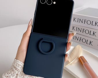 Samsung Z Flip Liquid Silicone Ring Case: Shockproof Soft Cover, Large Window