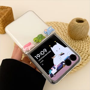 Korean Animal Transparent Phone Case – Motorola Razr, Samsung Flip Series Cover image 4