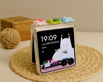 Korean Animal Transparent Phone Case – Motorola Razr, Samsung Flip Series Cover