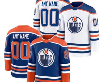 Custom Edmonton Hockey Jersey ,Personalized Stitched Name & Number, Ice Hockey Fan Gear Adult Sizes