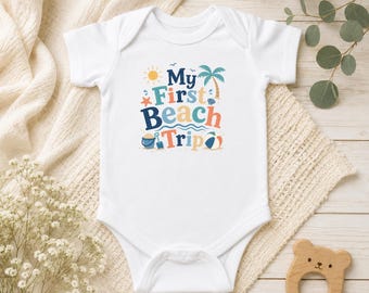 My First Beach Trip Baby Bodysuit, Beach Vacation Baby Onesie, Summer Baby Outfit, Infant Beach Outfit First Beach Vacation Baby Shower Gift