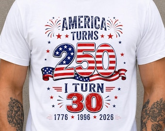 America Turns 250 Shirt, Personalized Birthday Tee, Vintage America 250th Anniversary Birthday T-Shirt, Custom Year Patriotic Birthday Gift