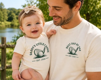 Bester Vater von Par Passender Vater und Baby Outfit, Daddy Little Caddy Onesie, personalisiertes Jahresgeschenk, Golf Dad Baby Set, Vatertagsgeschenk