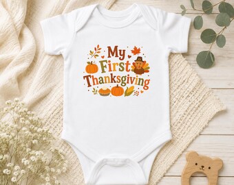 My First Thanksgiving Baby Bodysuit, First Thanksgiving Baby Outfit, Thanksgiving Baby Onesie, Turkey Infant Bodysuit, Fall Baby Shower Gift