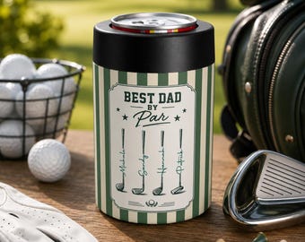 Best Dad By Par Can Cooler, Golf Dad Gift, Personalized Beer Sleeve, Funny Dad Gift, Golfer Gift Idea, Fathers Day Gift, Custom Name Cooler