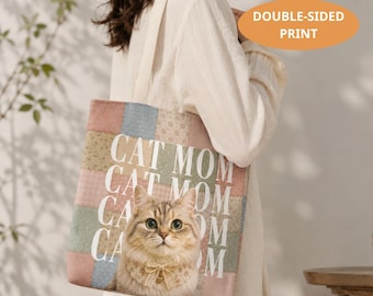 PRINT Personalized Pet Lover Tote Bag, Custom Dog Dad Tote, Cat Mom Tote Bag, Pet Portrait Tote, Pet Lover Gift, Custom Pet Photo Bag Gift