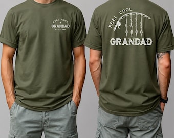Personalisiertes Angel-T-Shirt für Opa, Angel-Opa-T-Shirt, T-Shirt mit individuellen Enkelkindernamen