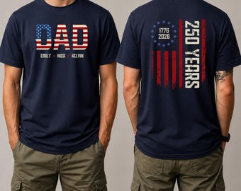 Papa Personalized Shirt, Custom Kids Names Tee, Best Dad Ever Gift, Patriotic Dad 1776 2026 Shirt, 4th of July Dad Shirt, Fathers Day Gift