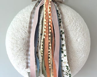 Magnolia Floral Ribbon Set: Spring Summer Wreath Bow Decor, Spring Pastel Textures