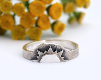 Sunrise ring - silver sun ring - sun ring - silver sunrise ring - sterling silver ring - astrological - celestial ring - silver sun