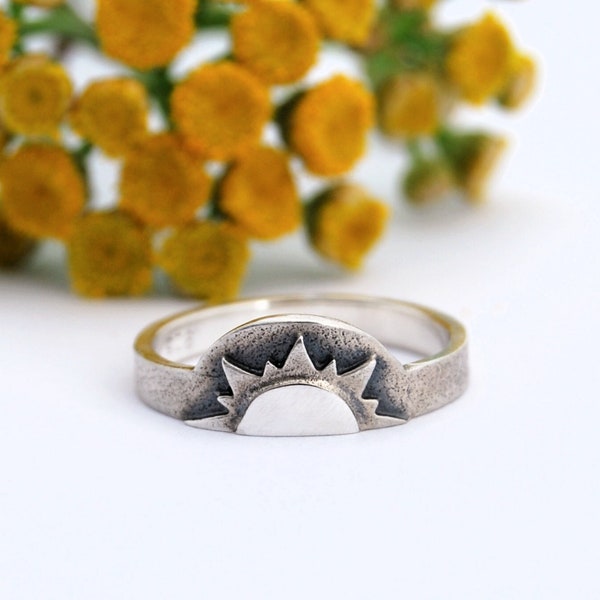 Sunrise ring - silver sun ring - sun jewelry - sun ring - silver sunrise - silver sunrise ring