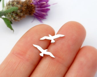 Bird earrings sterling silver seagull studs in flight