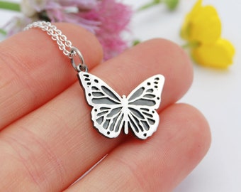 Mini collier monarque - papillon en argent sterling - Collier papillon - bijoux monarque - monarque