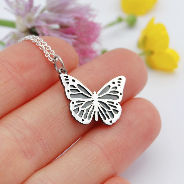 Mini collier monarque - papillon en argent sterling - Collier papillon - bijoux monarque - monarque