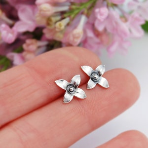 Myosotis Earrings Forget Me Not Myosotis Studs Silver Myosotis