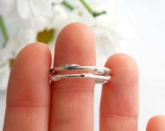 Twig and buds ring - sterling silver  willow branch ring