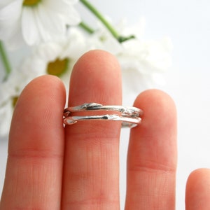 Twig and buds ring - sterling silver  willow branch ring