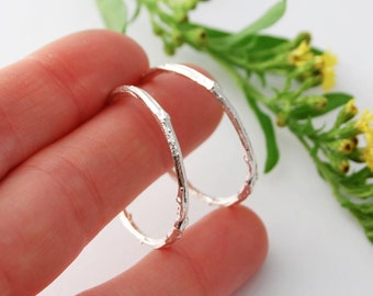 Silver branch hoops - sterling silver hoops - twig hoops - silver hoops earrings