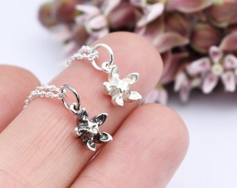 Milkweed necklace - silver milkweed pendant - Asclepias necklace - asclepias pendant - Milkweed flower charm - Asclepias charm -
