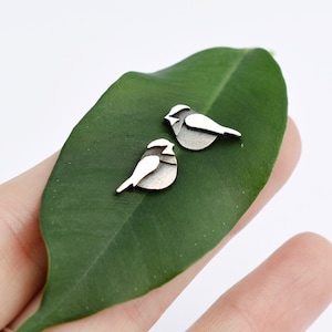 Chickadee earring - chickadee stud earrings - sterling silver chickadee - silver bird studs - silver bird earrings - sterling chickadee