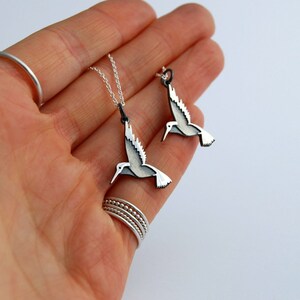 Hummingbird bird necklace sterling silver pendant woodland image 5