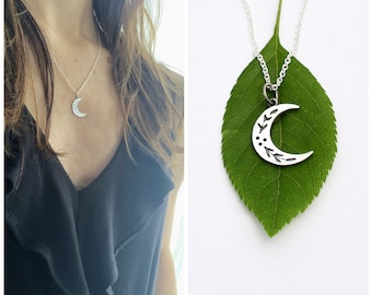 Moon necklace - silver moon necklace - moonjewelry - silver moon - silver moon pendant - moon pendant