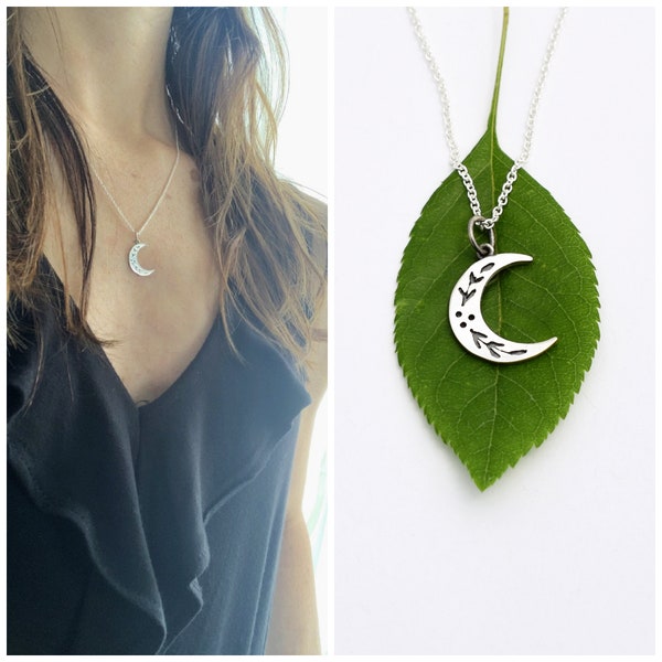Moon necklace - silver moon necklace - moonjewelry - silver moon - silver moon pendant - moon pendant