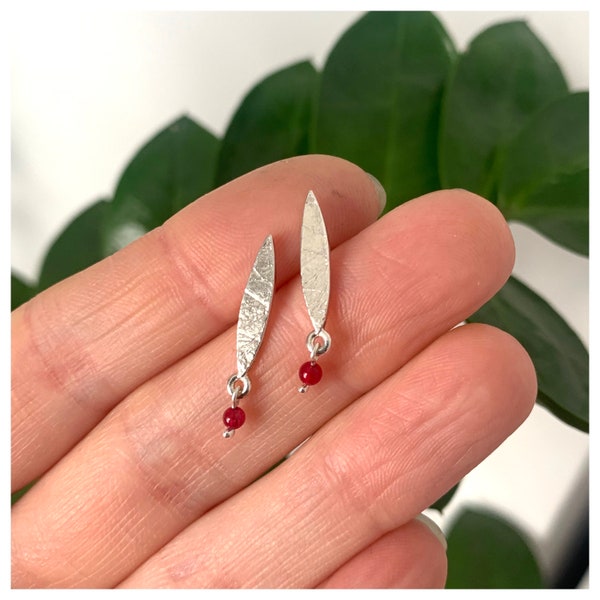 Sample sale silver earrings - silver red agate earrings