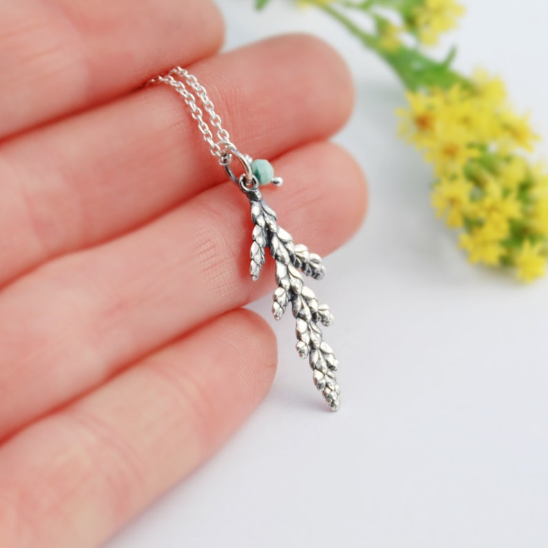 Thuya silver pendant. small cedar pendant. thuya necklace. silver cedar pendant. botanical pendant. silver botanical pendant. image 4