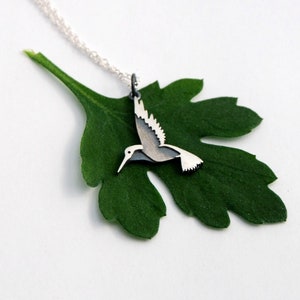 Hummingbird bird necklace sterling silver pendant woodland image 3