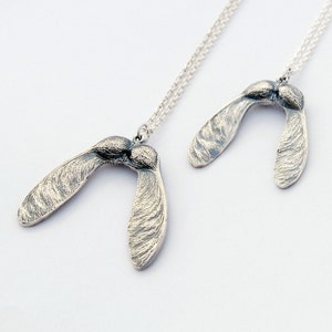 Silver Maple seed - sterling silver samara - silver disamara - samara necklace